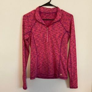 Long Sleeve Shirt/Pull Over Pink/Orange/Purple Space-Dye Pattern Size S